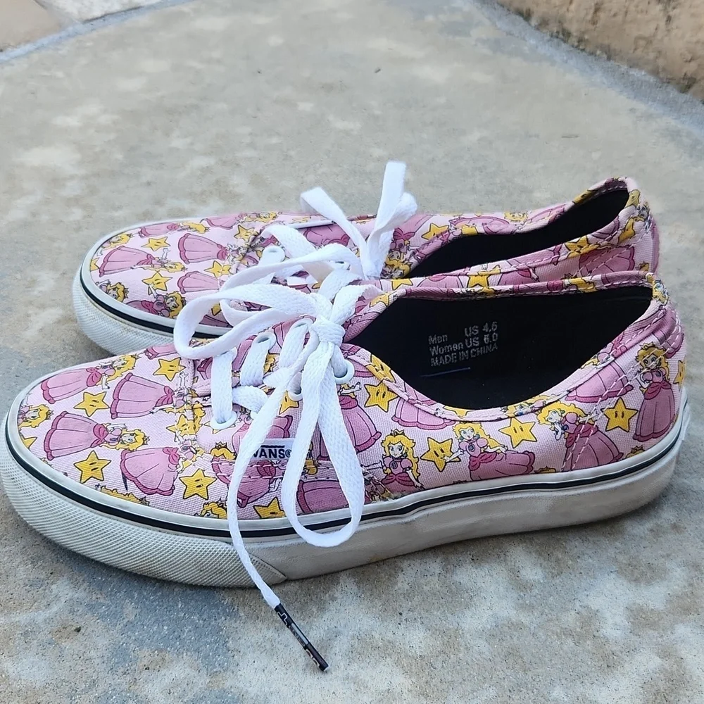 Vans x Nintendo Princess Peach Authentic Shoes Womens 6 Mens 4.5